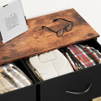 Commode en tissu à 8 tiroirs avec cadre en acier et plateau en bois