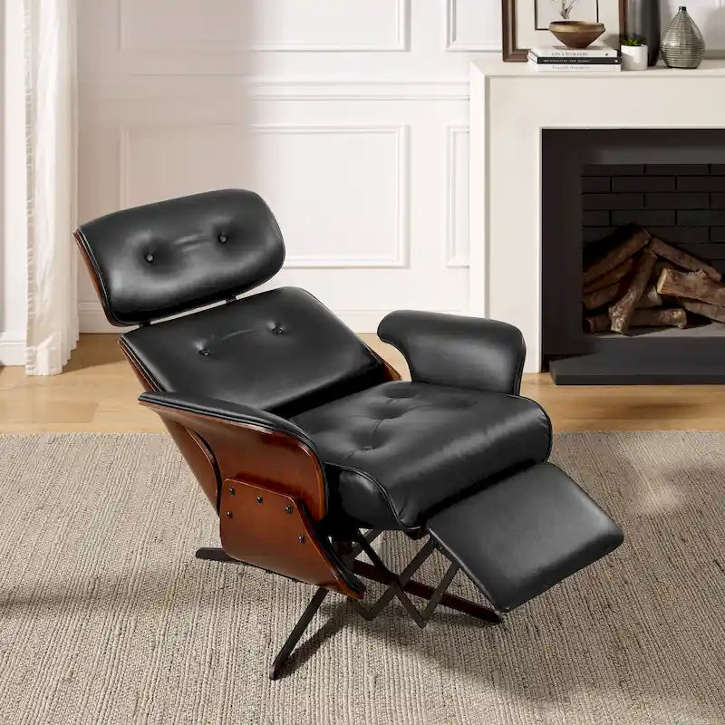 Fauteuil inclinable en similicuir avec repose-pieds