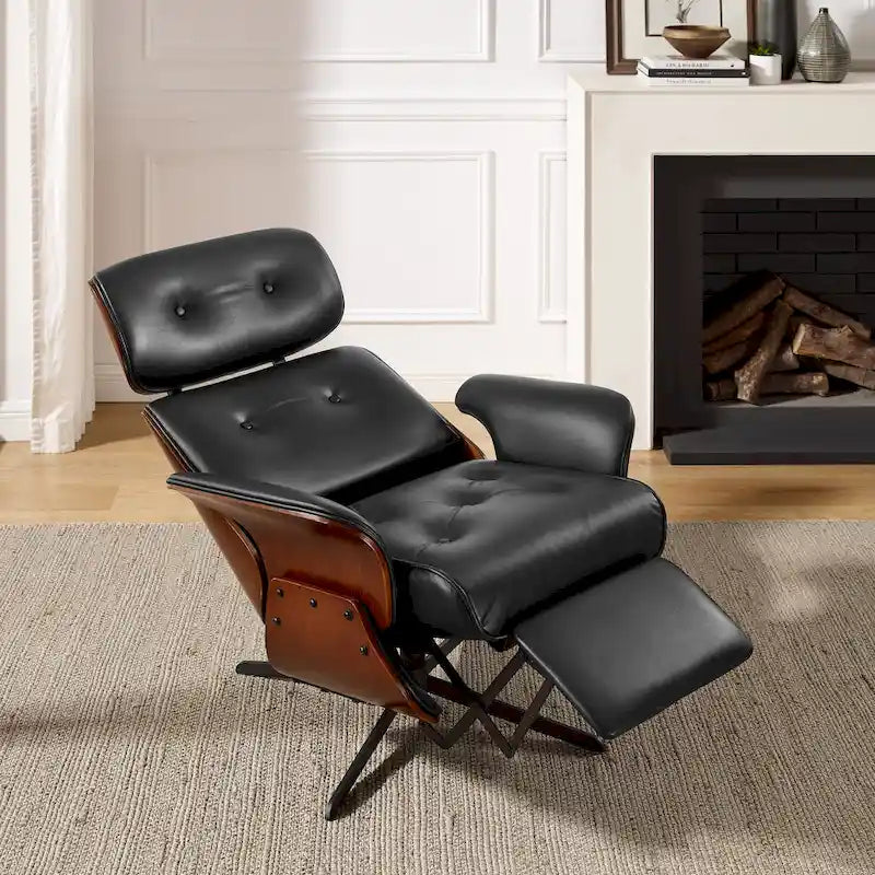 Fauteuil inclinable en similicuir avec repose-pieds