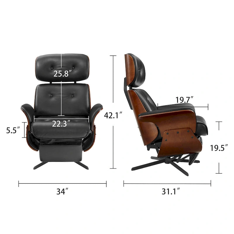 Fauteuil inclinable en similicuir avec repose-pieds