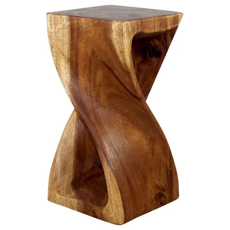 Tabouret torsadé en bois massif 30,5 x 30,5 x 58,4 cm – Fini à l'huile de noyer