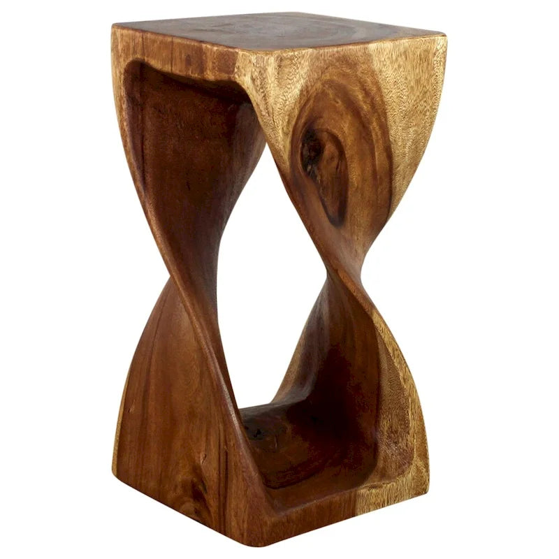 Tabouret torsadé en bois massif 30,5 x 30,5 x 58,4 cm – Fini à l'huile de noyer