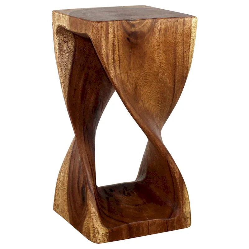 Tabouret torsadé en bois massif 30,5 x 30,5 x 58,4 cm – Fini à l'huile de noyer