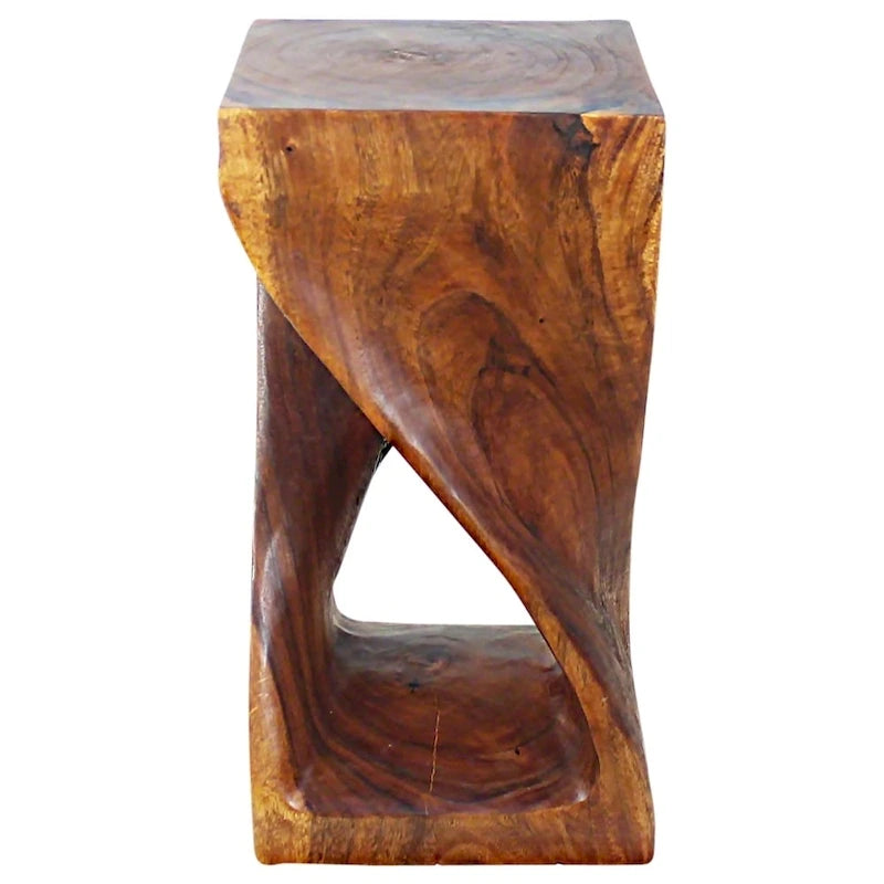 Tabouret torsadé en bois massif 30,5 x 30,5 x 58,4 cm – Fini à l'huile de noyer