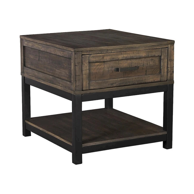 Table d'appoint en MDF et placage avec tiroir
