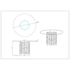 Table de salle à manger ronde de 53 pouces avec plateau en verre et base en acier