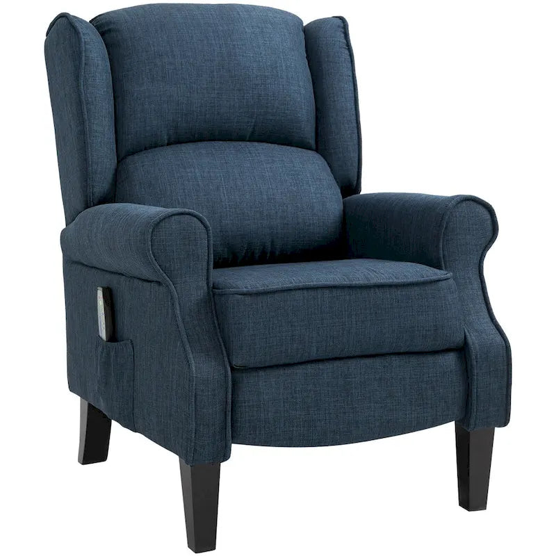 Fauteuil inclinable massant et chauffant à dossier haut avec télécommande
