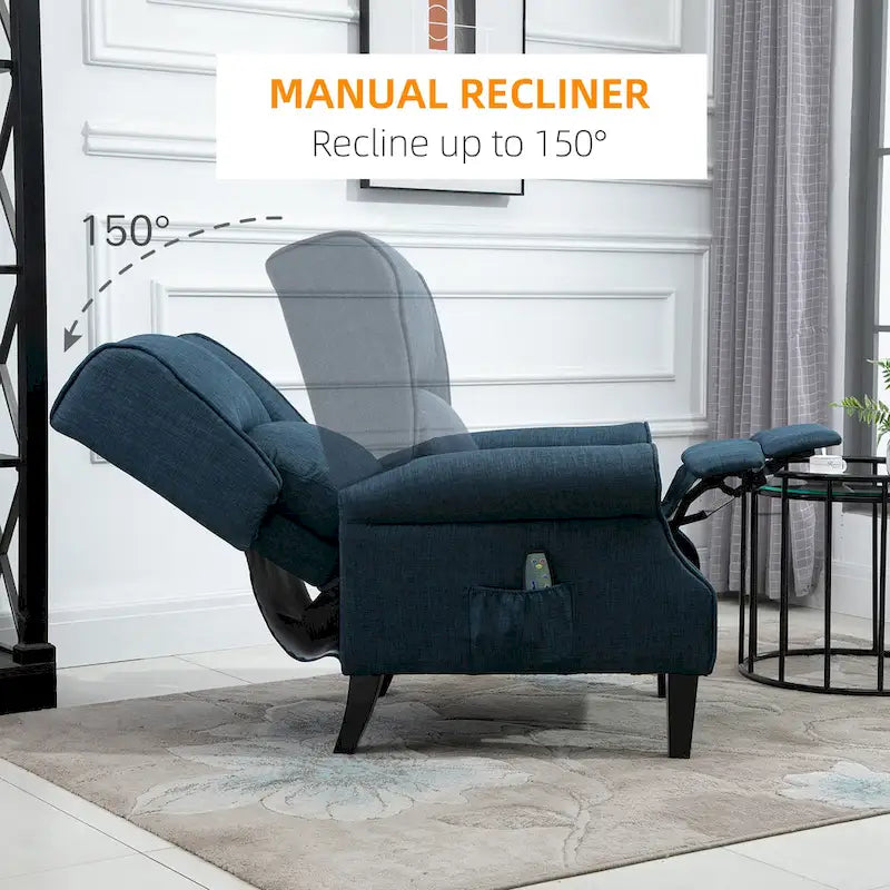 Fauteuil inclinable massant et chauffant à dossier haut avec télécommande