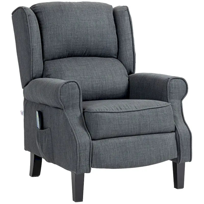 Fauteuil inclinable massant et chauffant à dossier haut avec télécommande