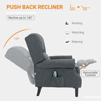 Fauteuil inclinable massant et chauffant à dossier haut avec télécommande