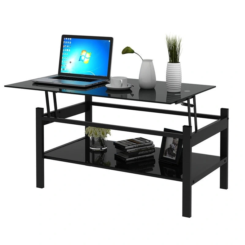 Table basse en verre relevable avec rangement