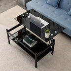 Table basse en verre relevable avec rangement