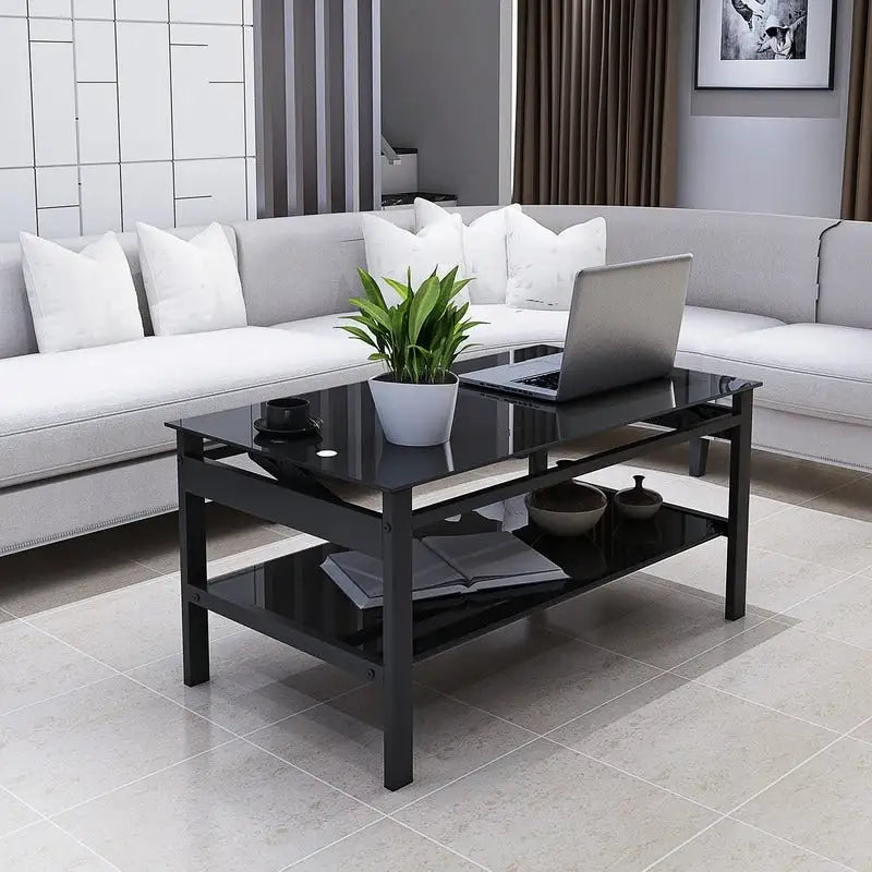Table basse en verre relevable avec rangement