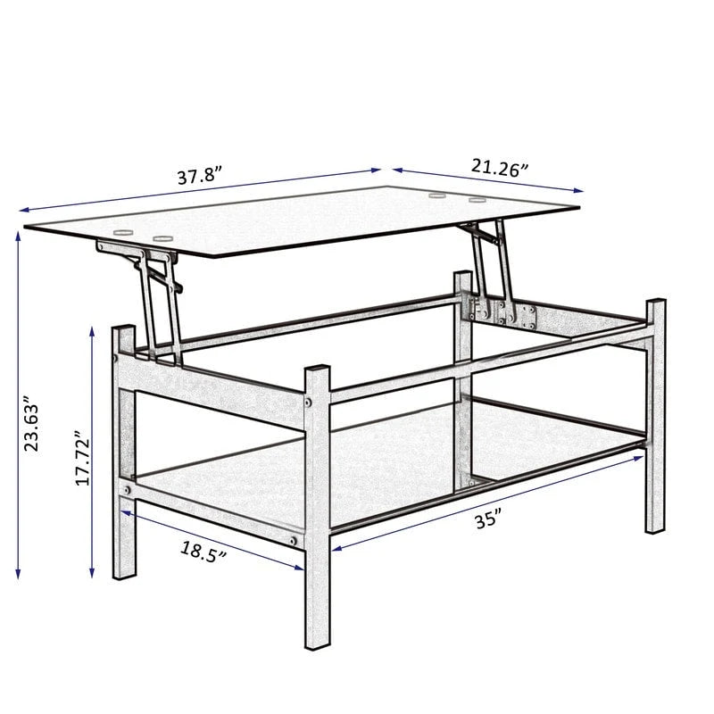 Table basse en verre relevable avec rangement