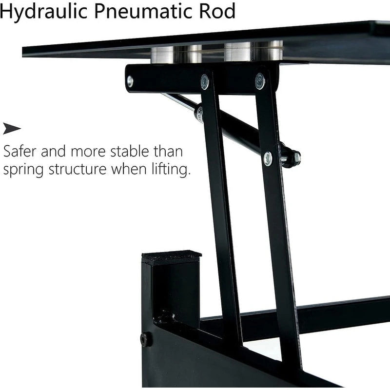Table basse en verre relevable avec rangement