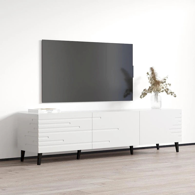 Meuble TV 73 po avec rangement – Meuble de divertissement moderne