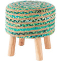 Tabouret rond bohème en jute et bois