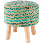 Tabouret rond bohème en jute et bois