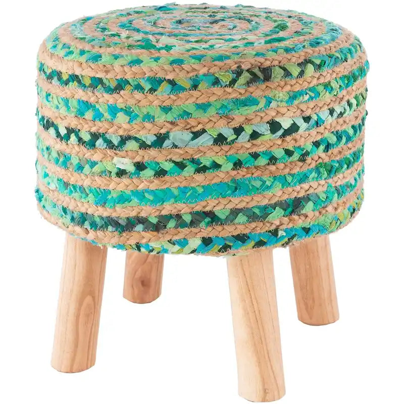 Tabouret rond bohème en jute et bois