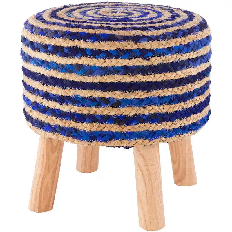 Tabouret rond bohème en jute et bois