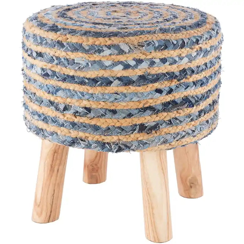 Tabouret rond bohème en jute et bois