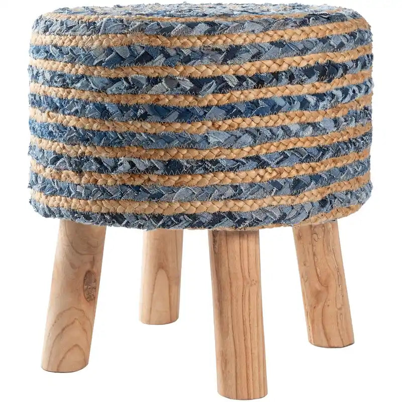 Tabouret rond bohème en jute et bois