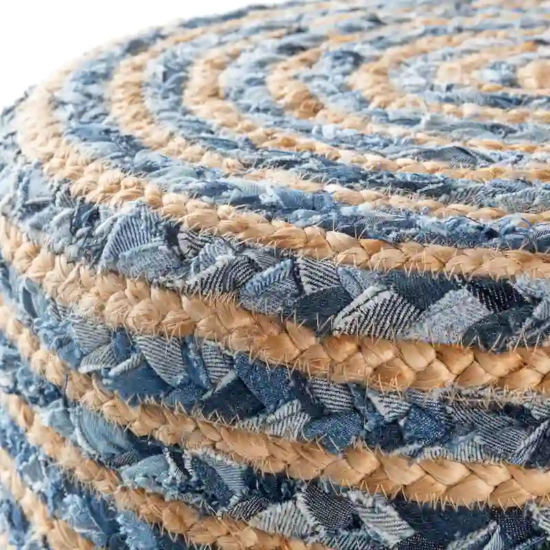 Tabouret rond bohème en jute et bois