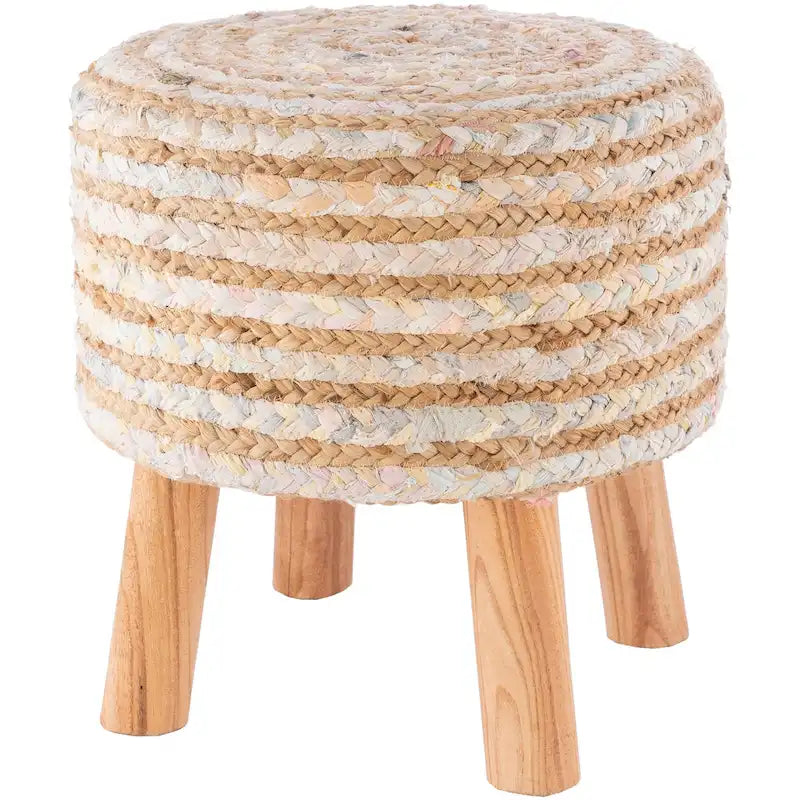 Tabouret rond bohème en jute et bois