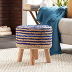 Tabouret rond bohème en jute et bois