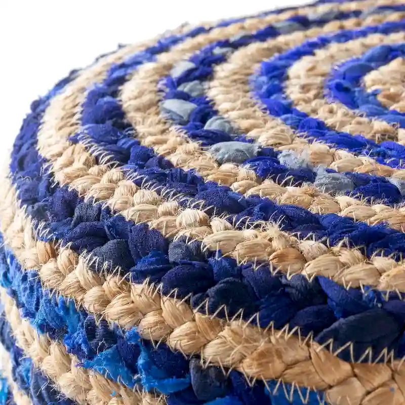 Tabouret rond bohème en jute et bois
