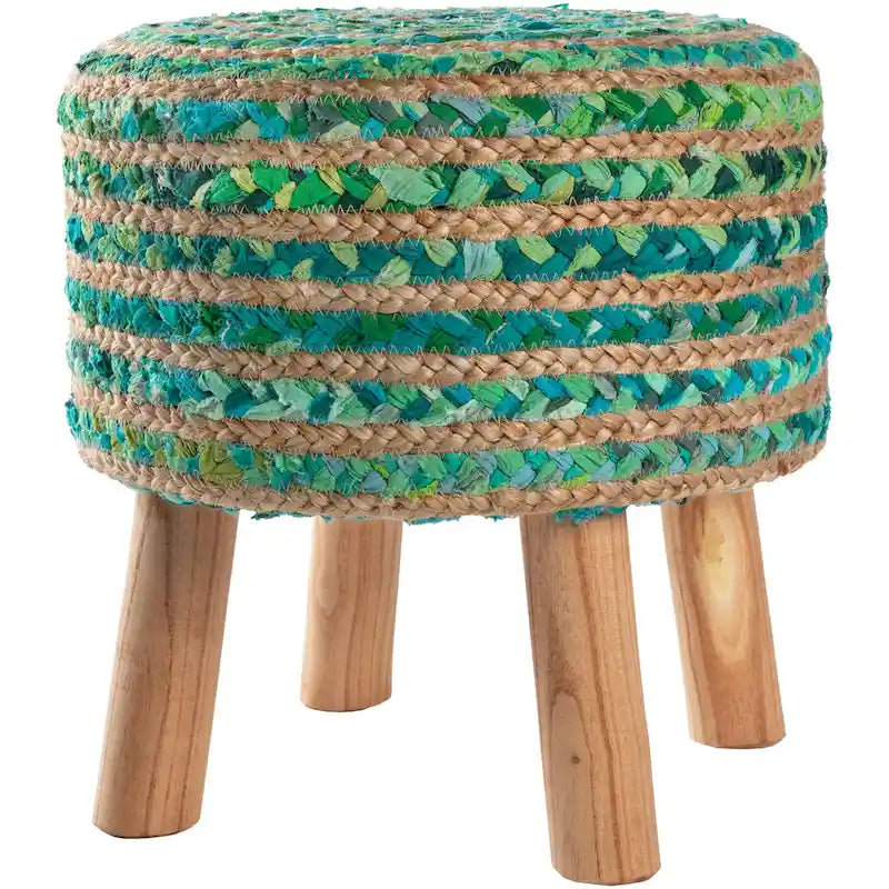 Tabouret rond bohème en jute et bois