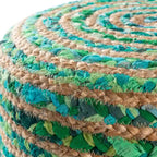 Tabouret rond bohème en jute et bois