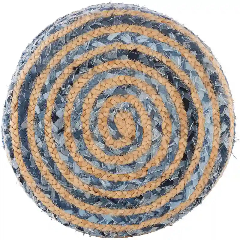 Tabouret rond bohème en jute et bois