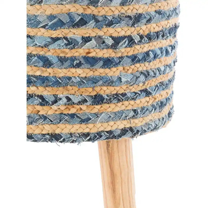 Tabouret rond bohème en jute et bois