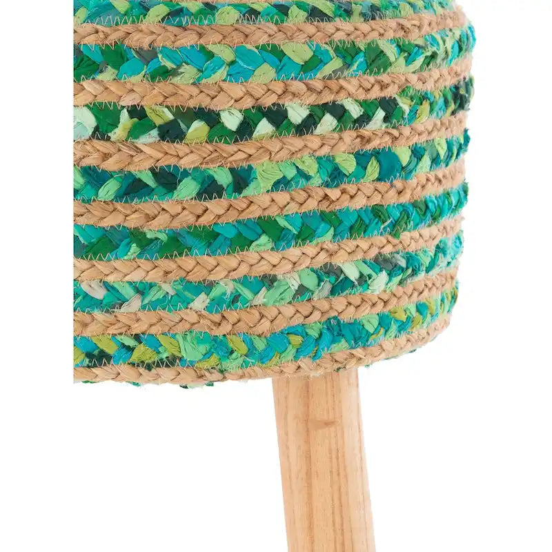 Tabouret rond bohème en jute et bois