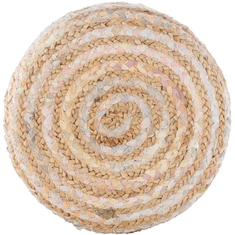 Tabouret rond bohème en jute et bois