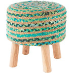 Tabouret rond bohème en jute et bois