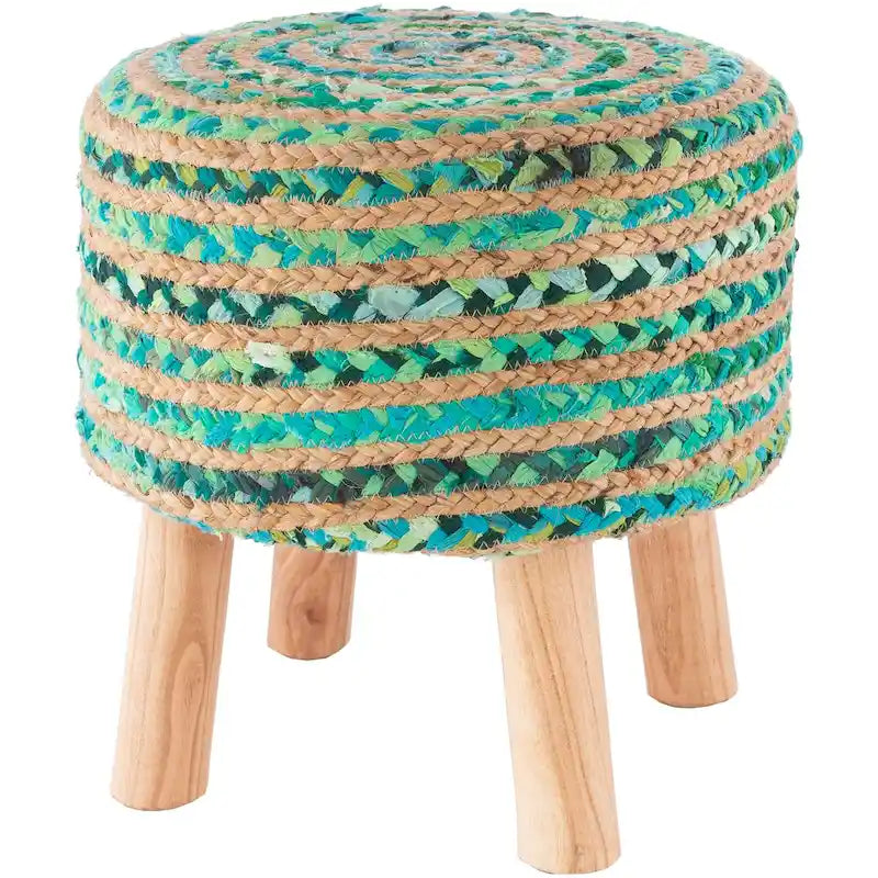 Tabouret rond bohème en jute et bois