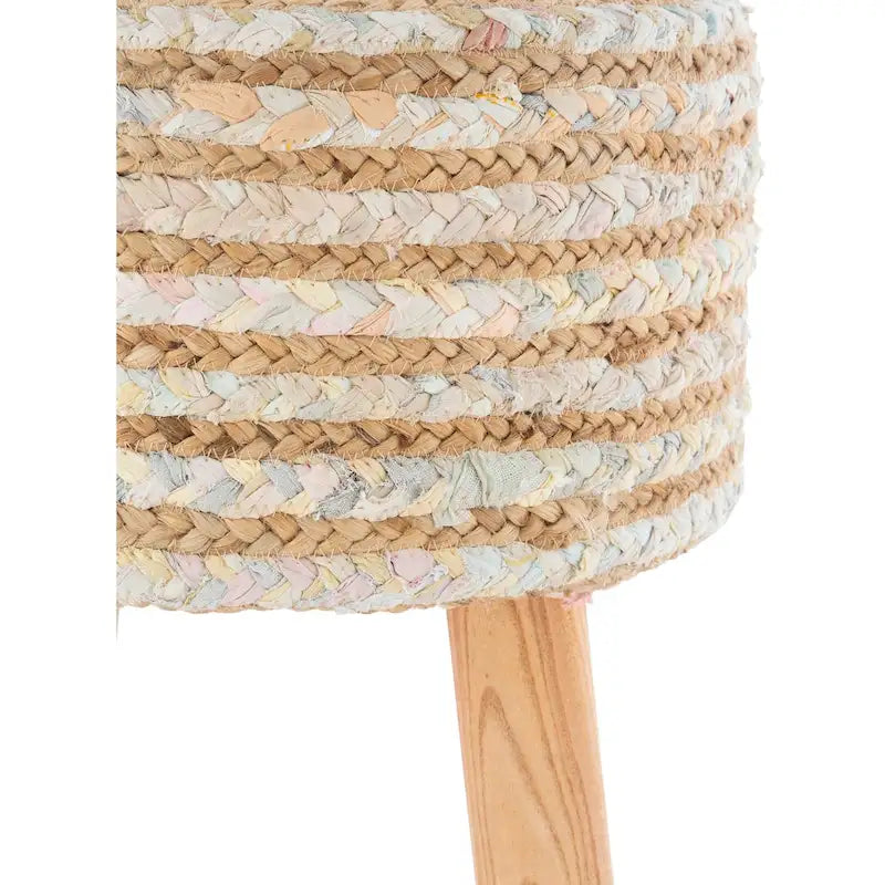 Tabouret rond bohème en jute et bois