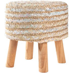 Tabouret rond bohème en jute et bois