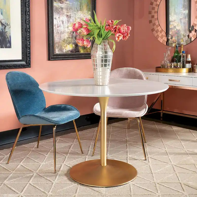 Table à manger ronde de 42 pouces avec base métallique lestée