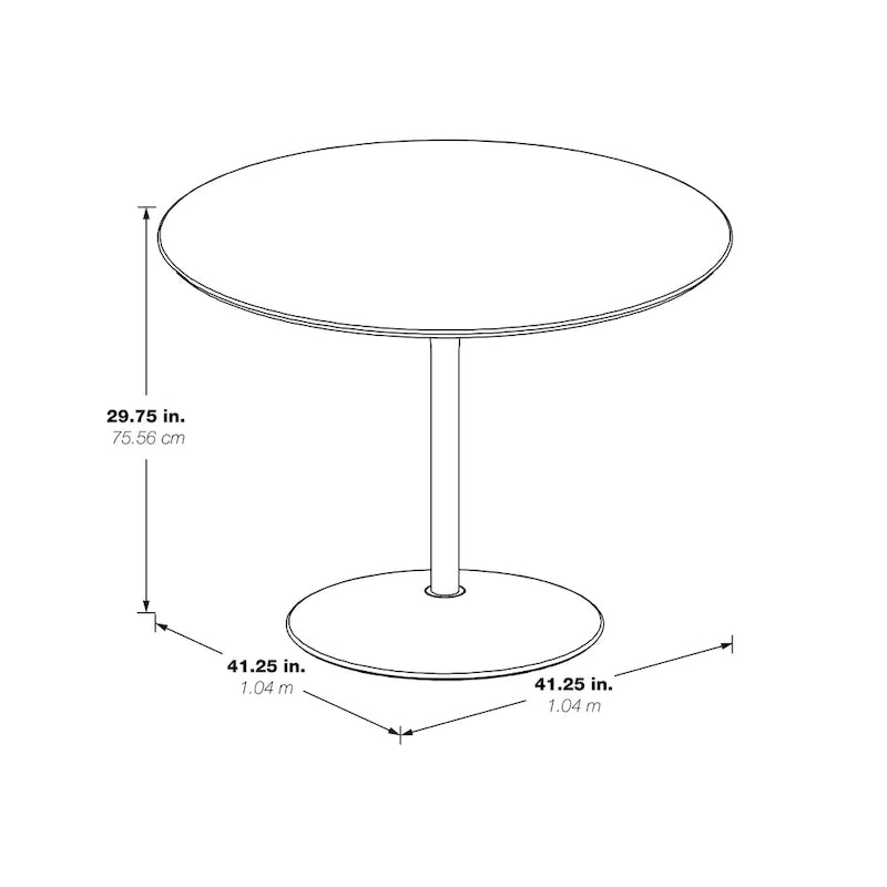 Table à manger ronde de 42 pouces avec base métallique lestée
