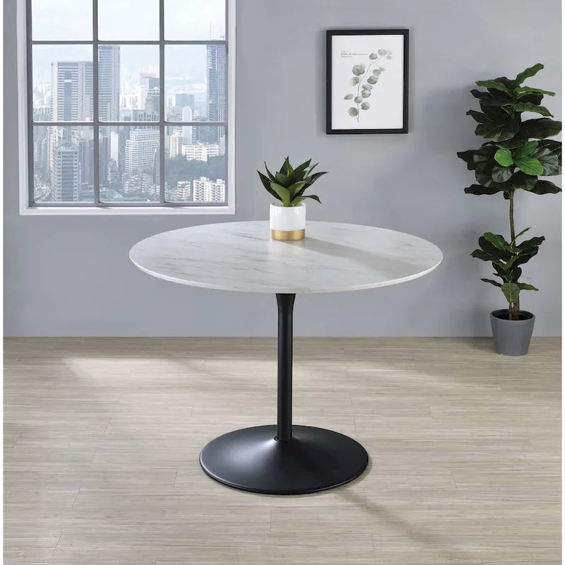 Table à manger ronde de 42 pouces avec base métallique lestée