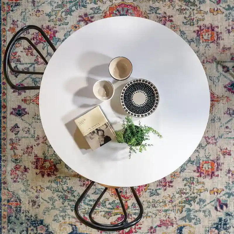 Table à manger ronde de 42 pouces avec base métallique lestée