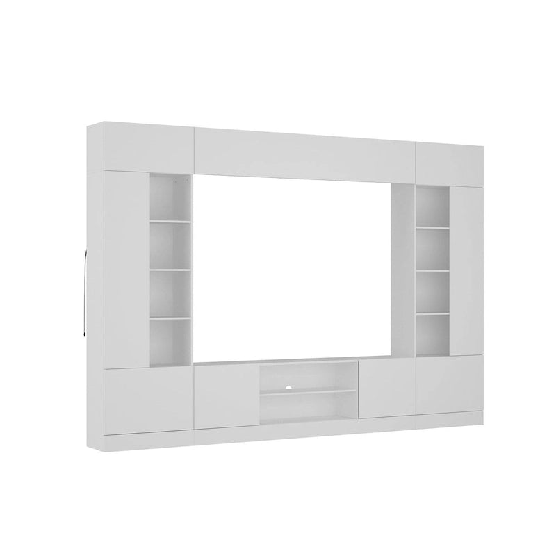 Meuble TV mural avec étagères – Blanc / Noir