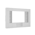 Meuble TV mural avec étagères – Blanc / Noir