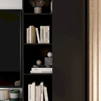Meuble TV mural avec étagères – Blanc / Noir