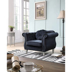 Fauteuil d'appoint en velours avec clous décoratifs