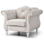Fauteuil d'appoint en velours avec clous décoratifs