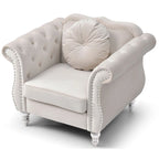 Fauteuil d'appoint en velours avec clous décoratifs